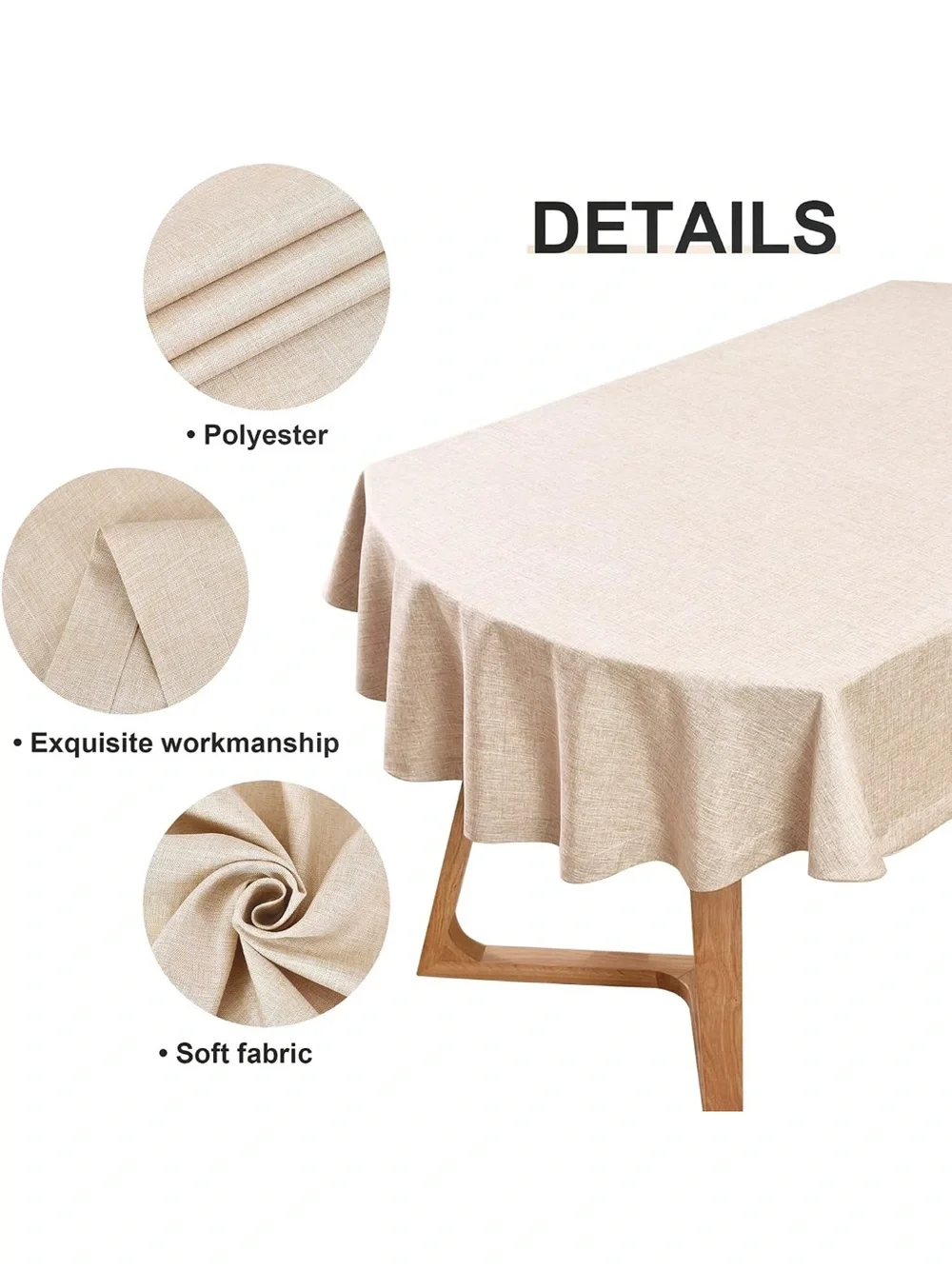 NEW Wolkemer Faux Linen Oval Tablecloth. Heavy Duty. Wrinkle Resistant